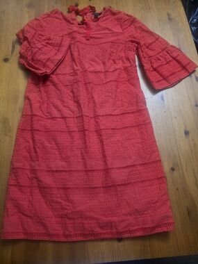 J. Crew Coral Red Sleeveless Dress with Tie Strap